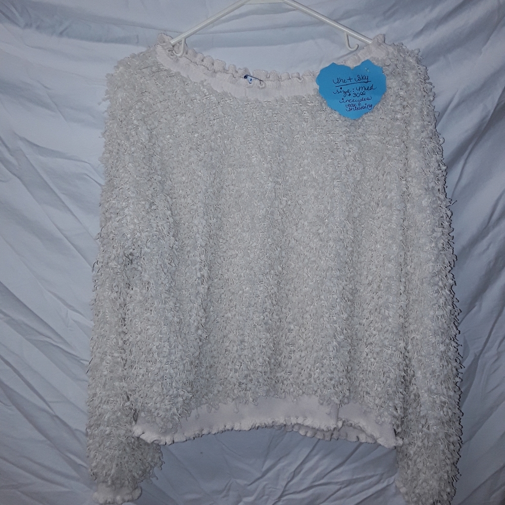 She + Sky white long Sleeve Sweater